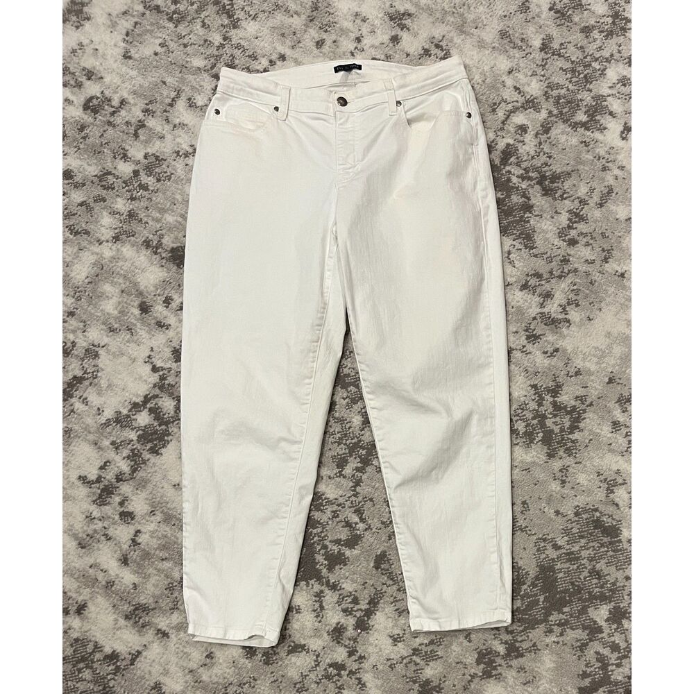 Eileen Fisher R18GDD Women's Organic Cotton Straight Leg Denim Jeans White Sz 10